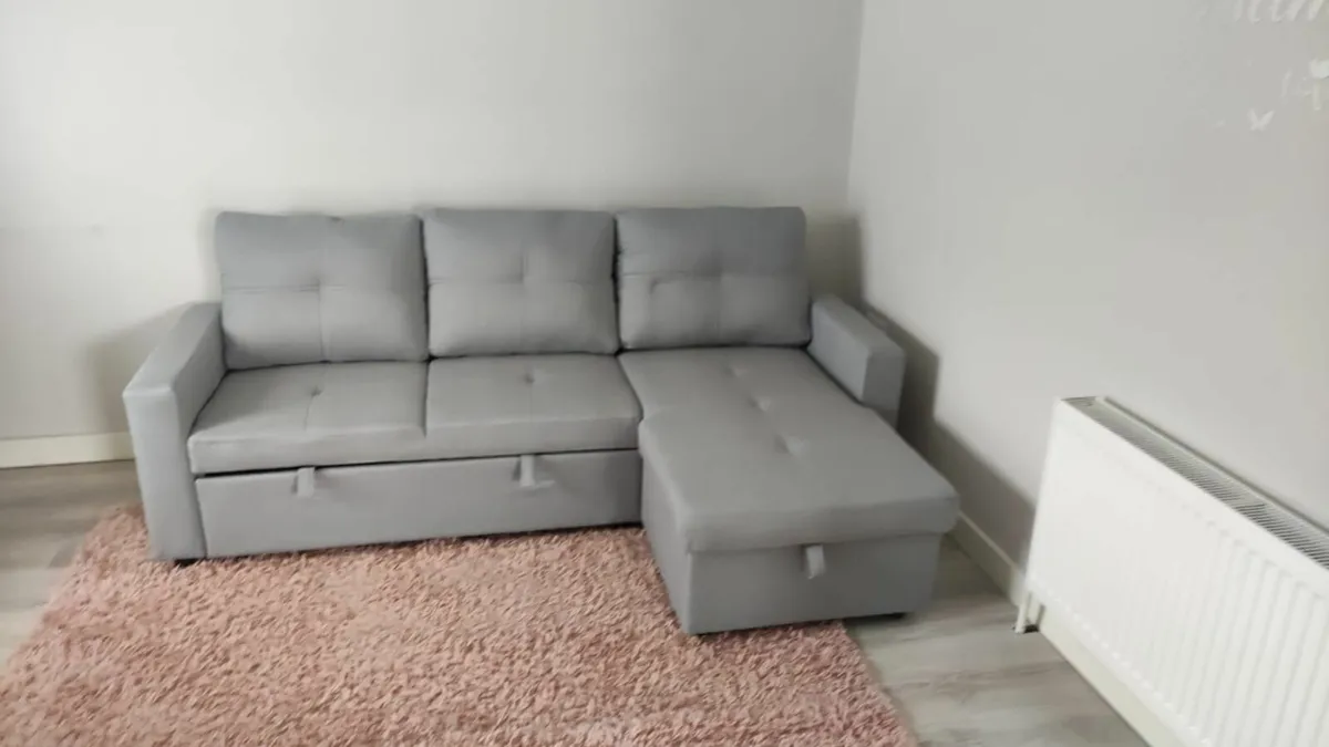 Silver Grey Corner Sofa Bed Storage Free Delivery - Image 4