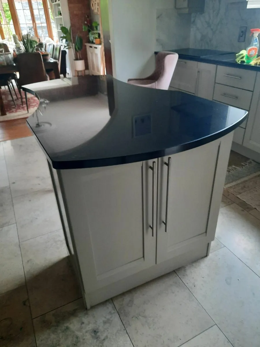 Kitchen Black Granite Island with 2 Door Unit - Image 1