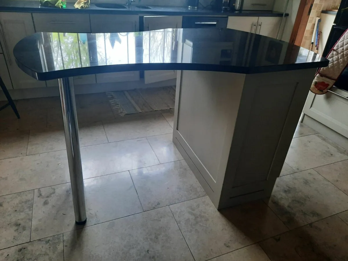 Kitchen Black Granite Island with 2 Door Unit - Image 2