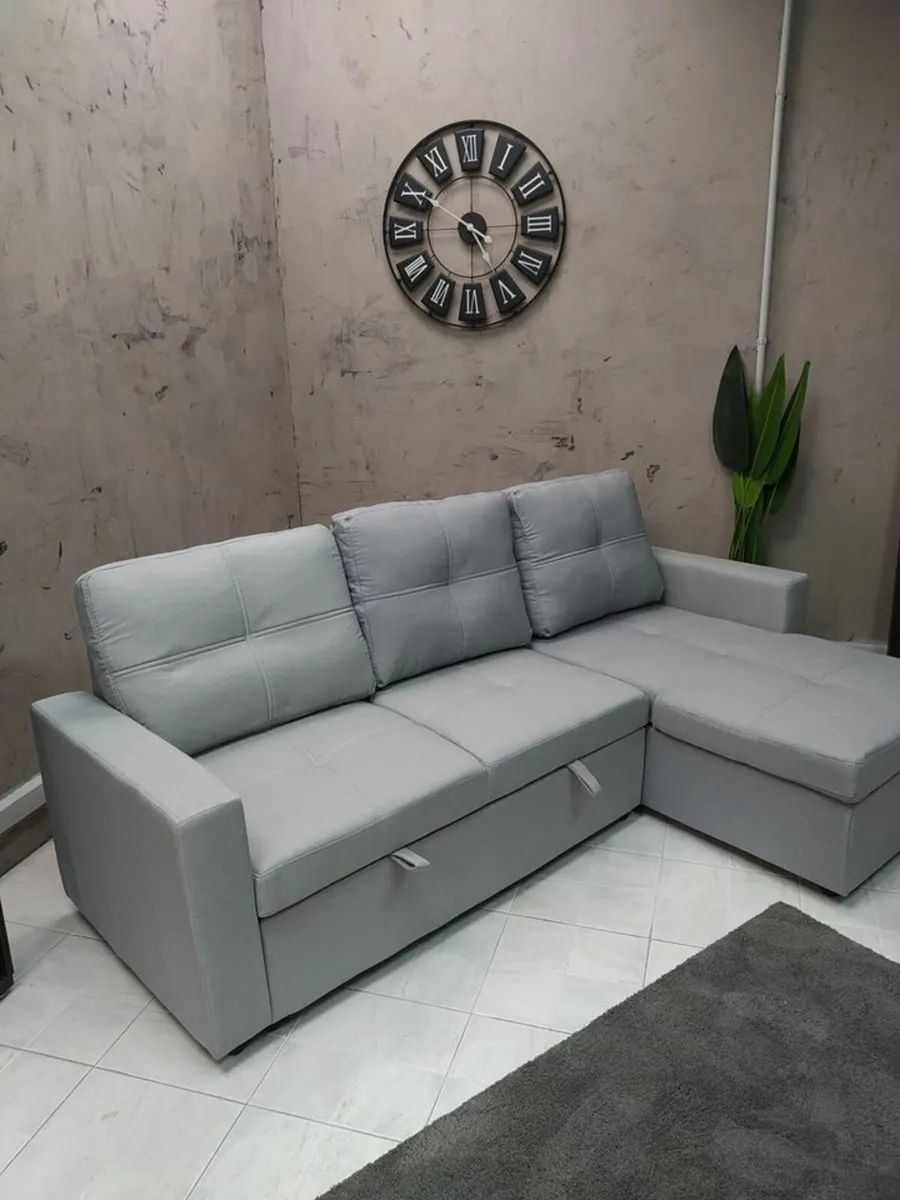 Silver Grey Corner Sofa Bed Storage Free Delivery - Image 3