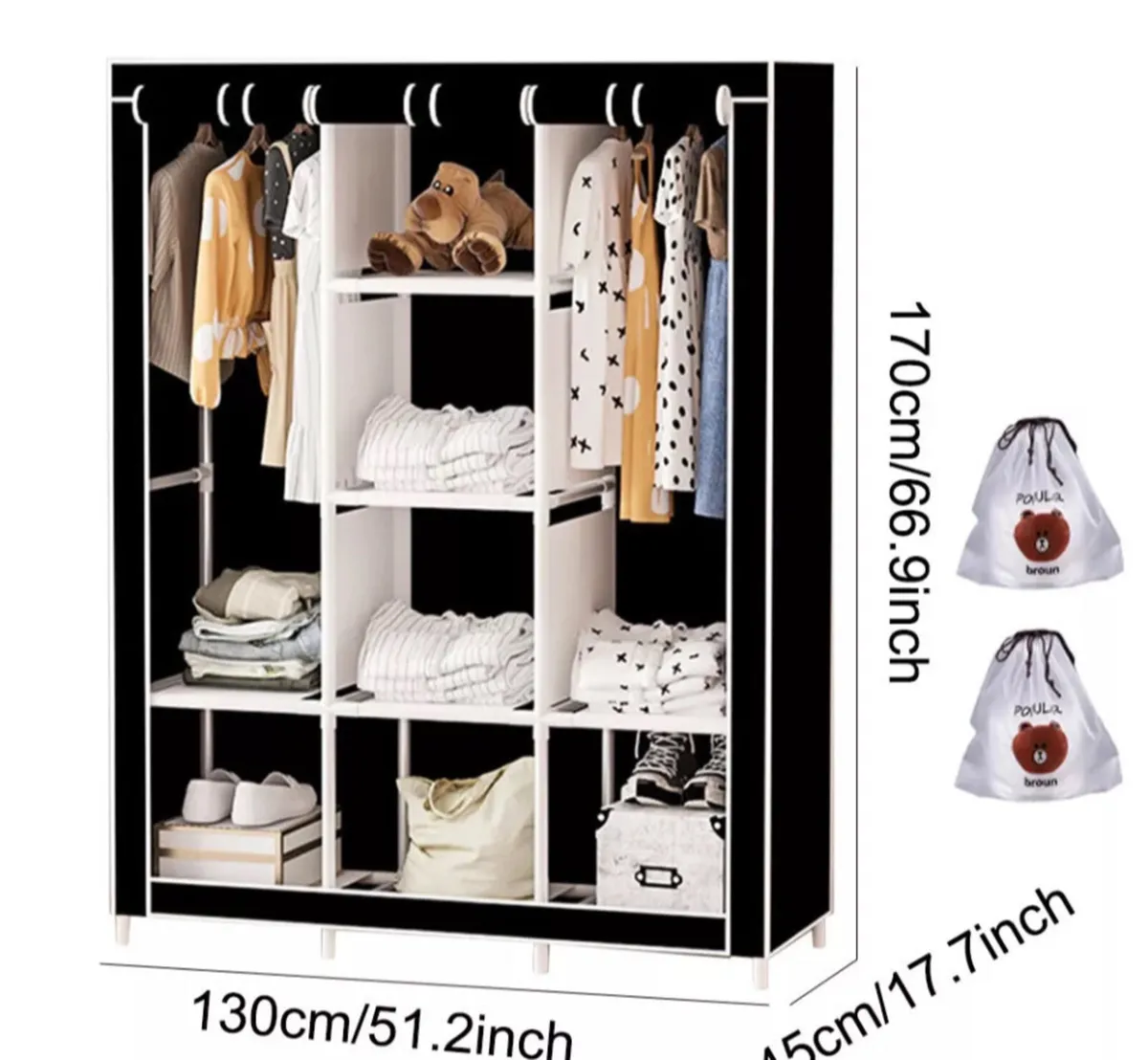 Canvas Covered Wardrobe Metal Frame NEW - Image 2