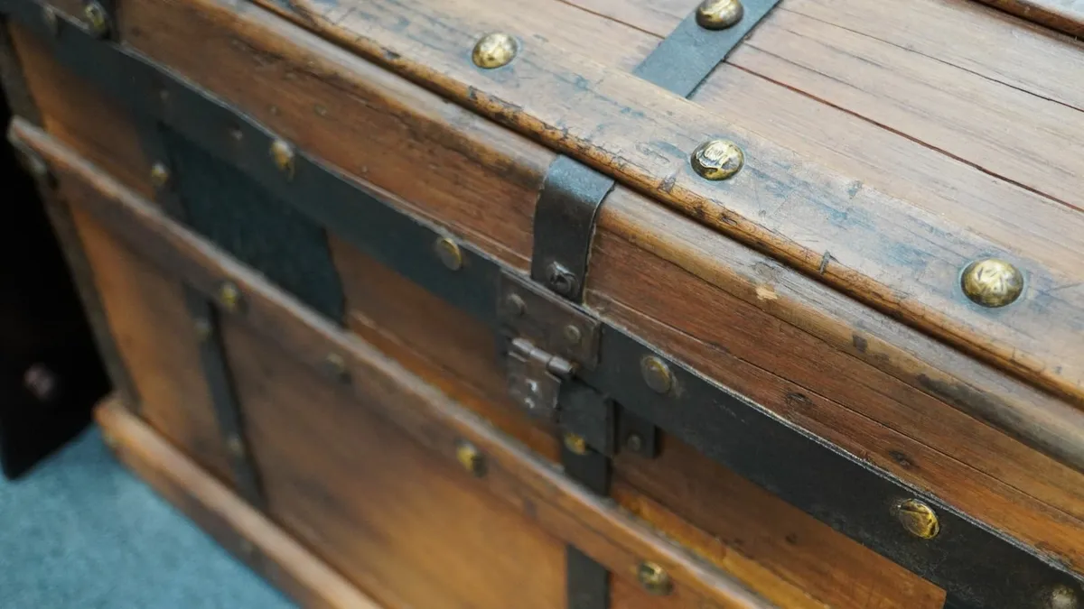 Vintage Spanish Wooden Trunk - Image 4