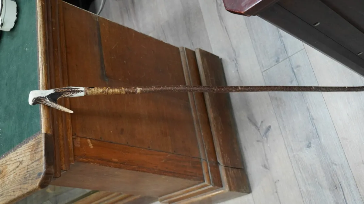 🦌 Handmade Walking Stick with Natural Antler Hand - Image 1