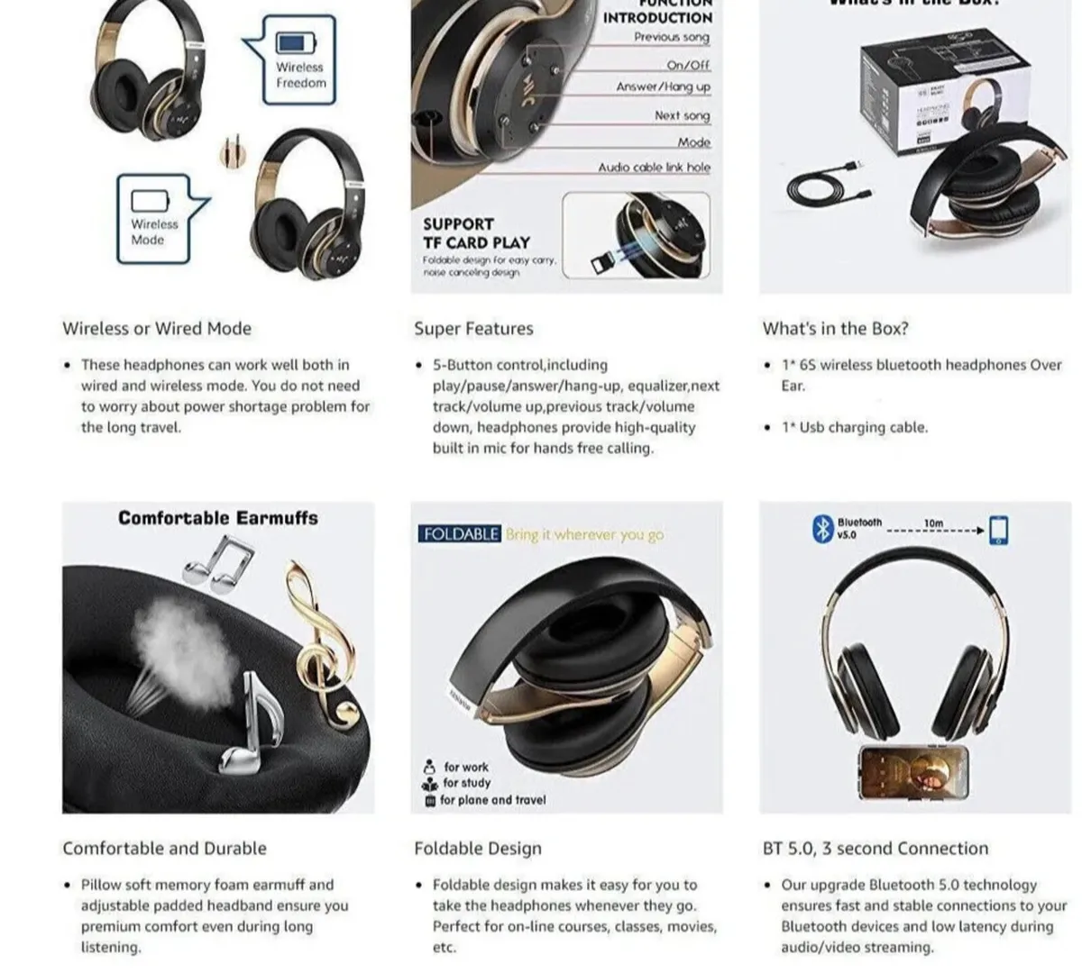 Foldable Bluetooth Wireless Headset Headphones NEW - Image 4
