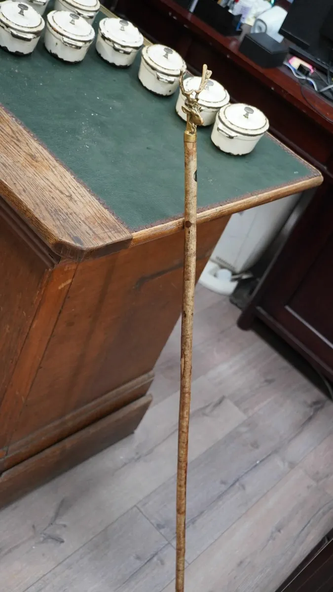 🦌 Handcrafted Shepherd’s Crook with Brass Deer He - Image 1