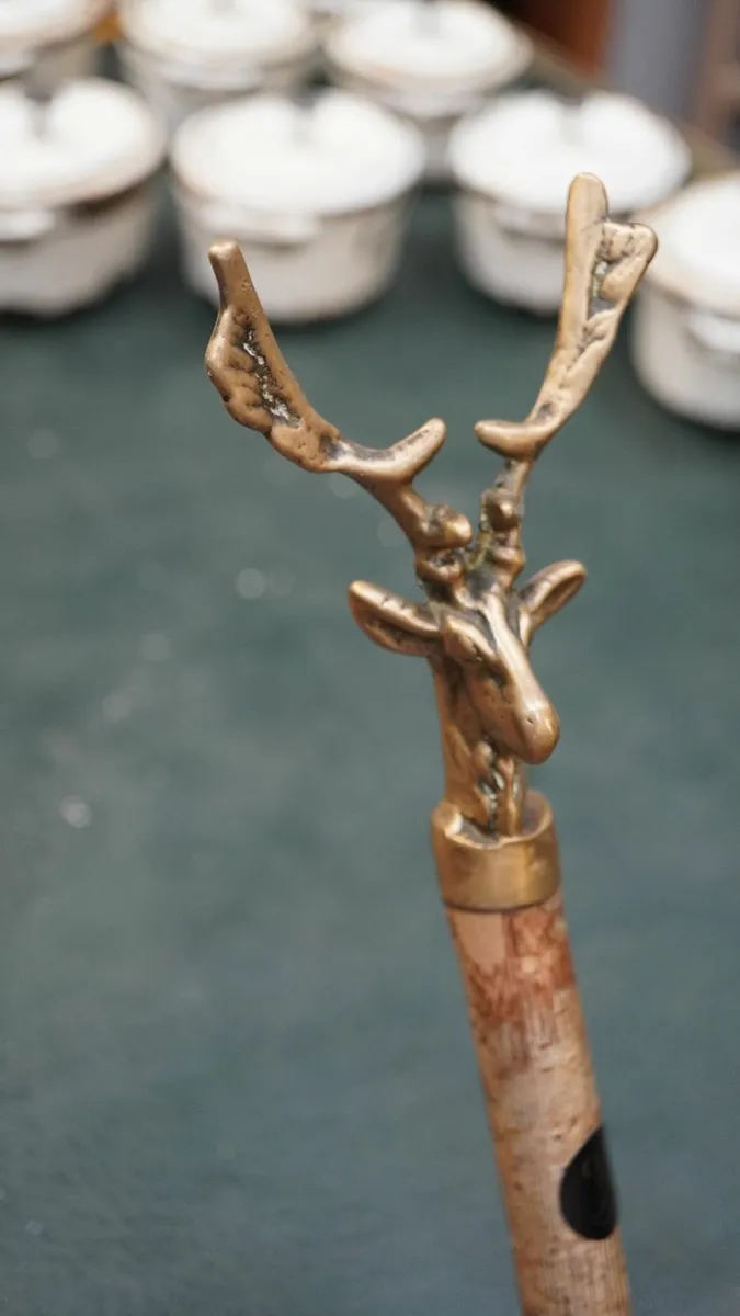 🦌 Handcrafted Shepherd’s Crook with Brass Deer He - Image 2
