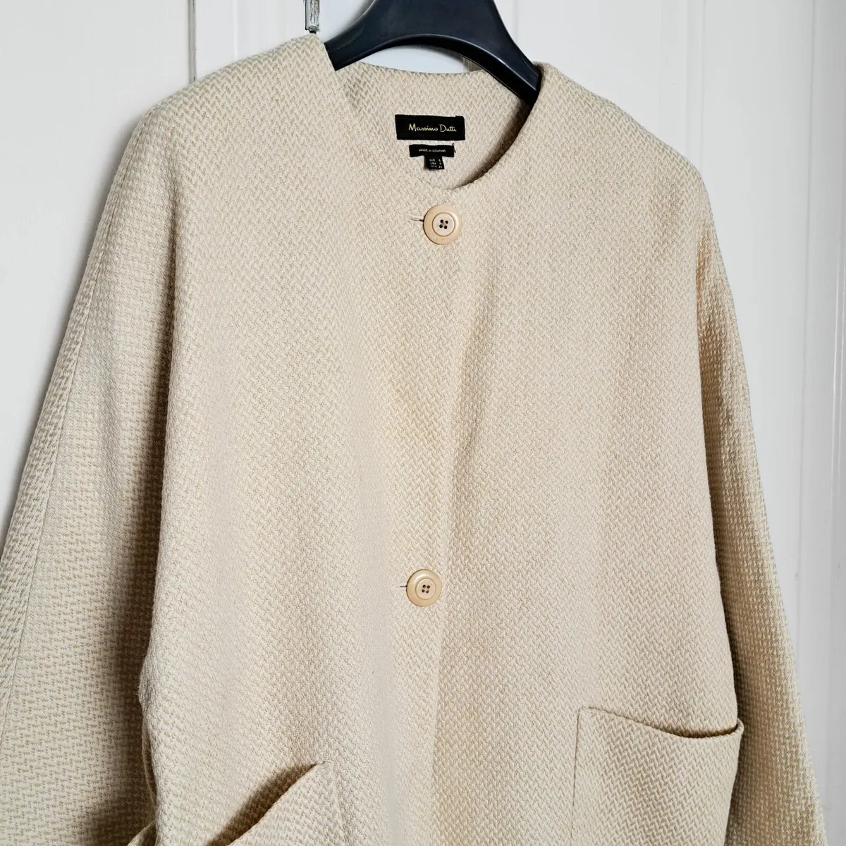 Massimo Dutti Beige Textured Longline Coat Size S - Image 4