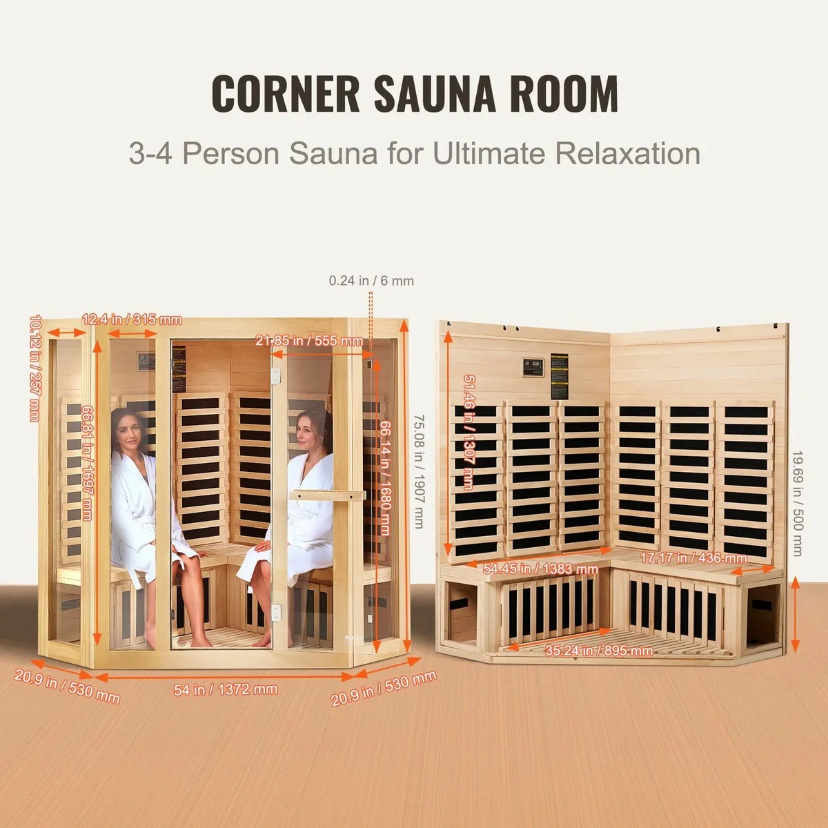Far Infrared Wooden Sauna Room  3-4 people - Image 4