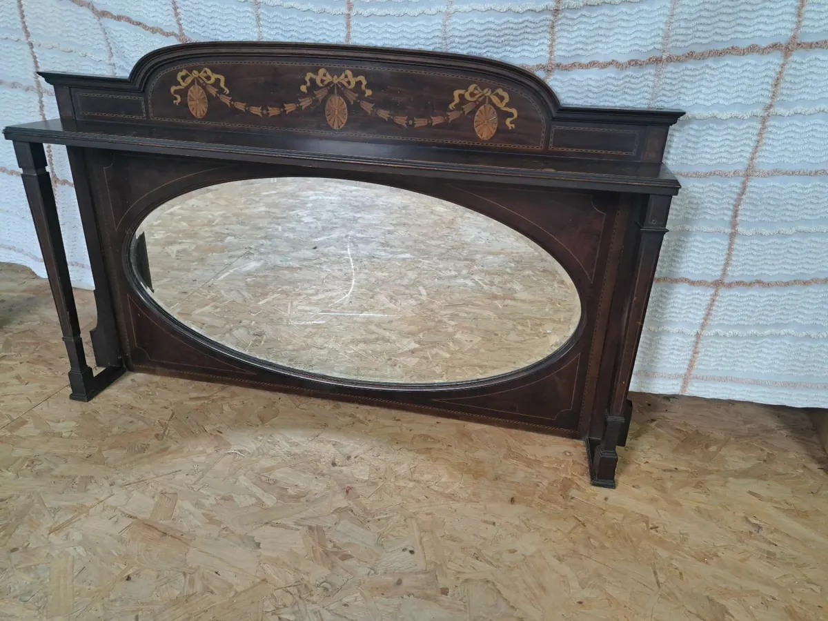 Antique Mahogany Overmantle - Image 2