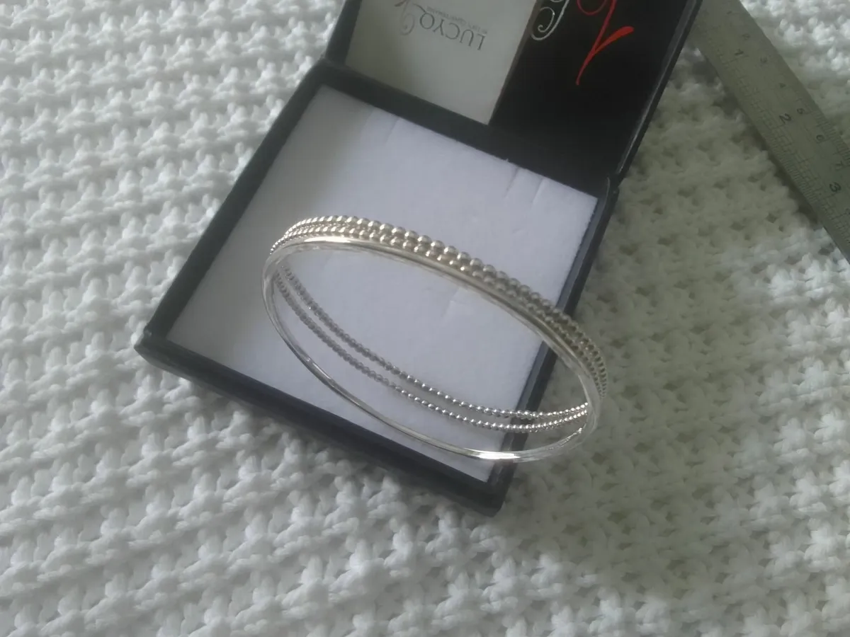 STERLING SILVER LUCY Q TRIPLE BANGLE 7.5" NEW - Image 3