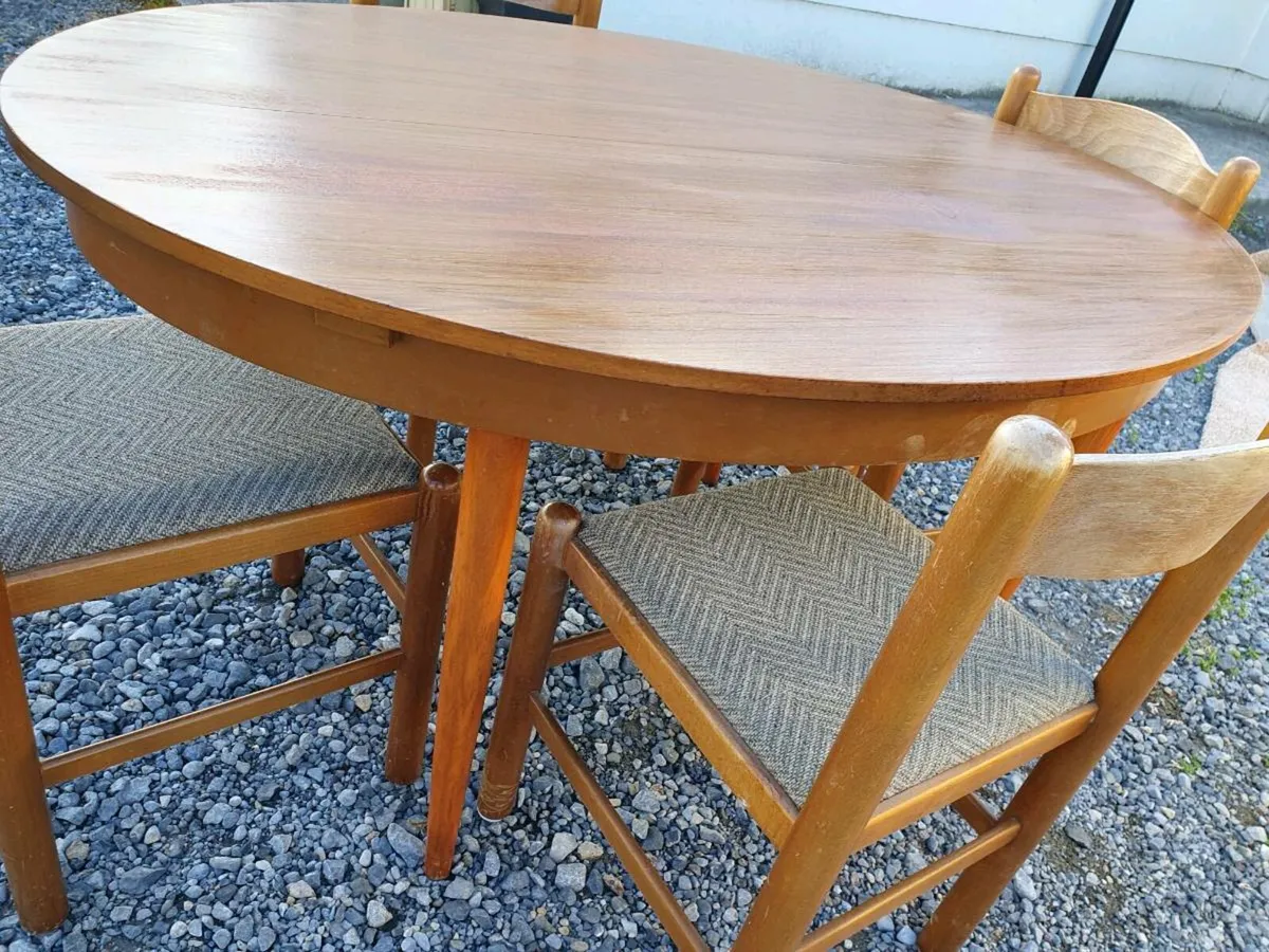 Mid century teak dining set by schreiber 6chairs - Image 3