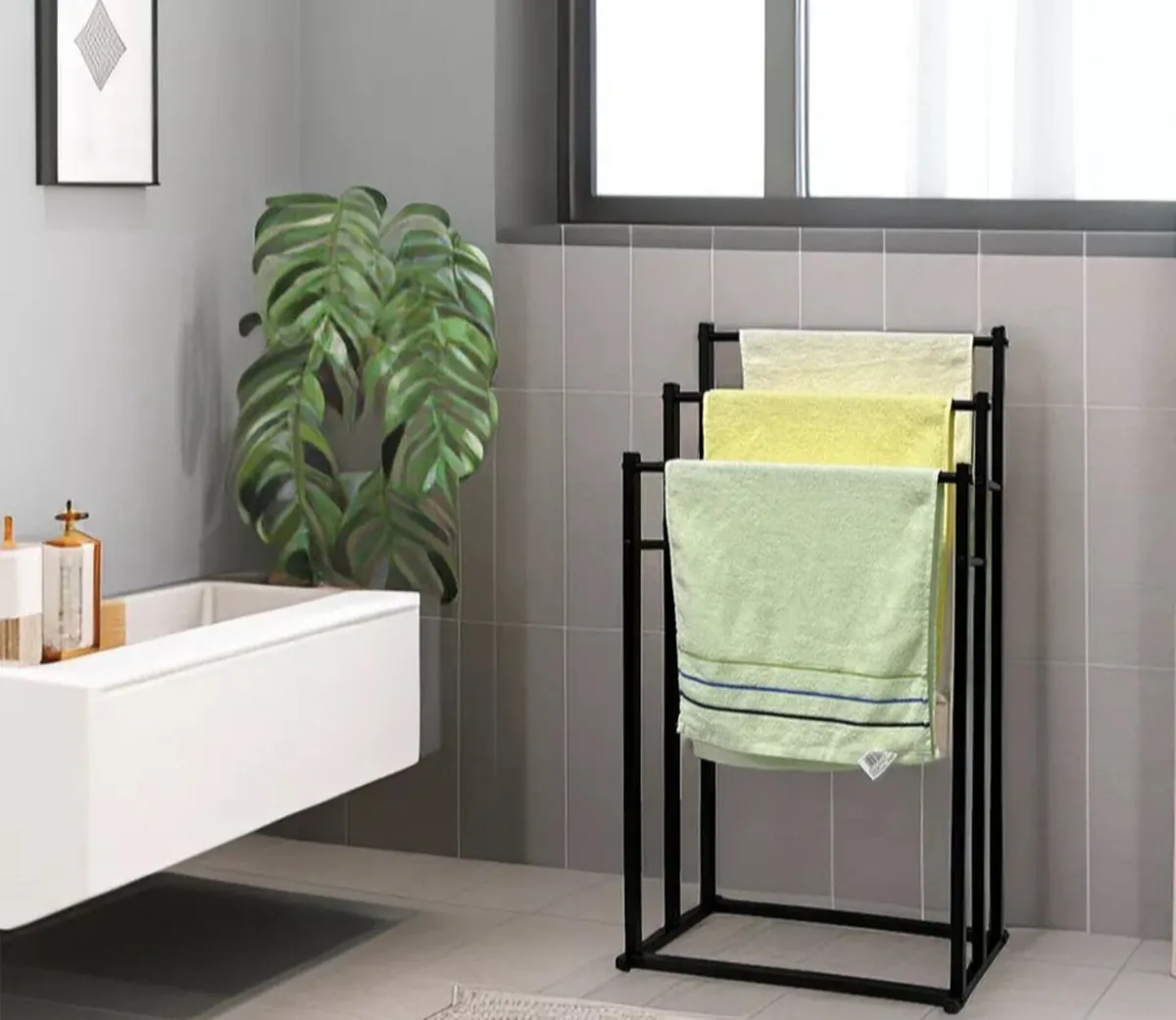 Black or White 3 Tier Free Standing Towel Rail NEW - Image 2