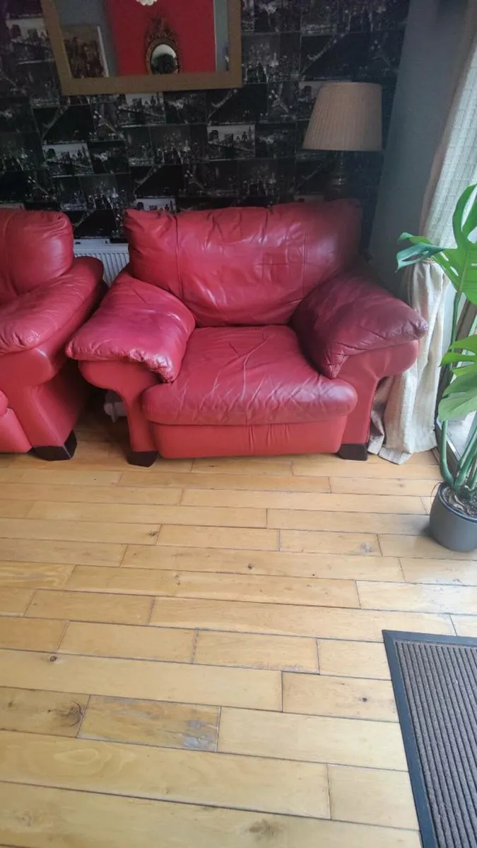 Red Leather Armchairs - Image 1