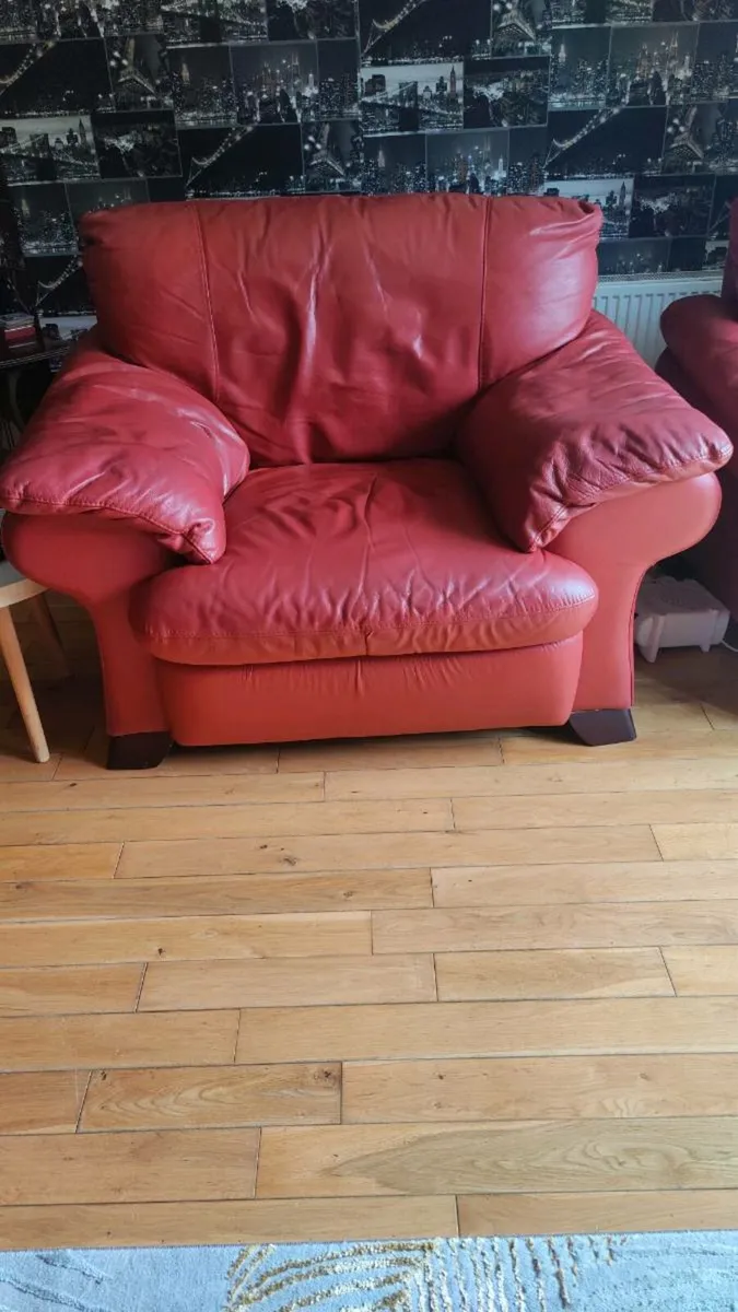 Red Leather Armchairs - Image 2