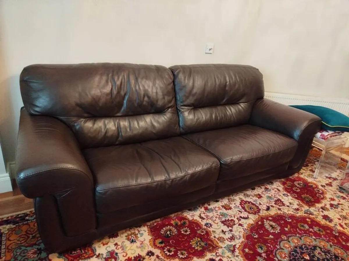 leather couch and armchair - Image 2
