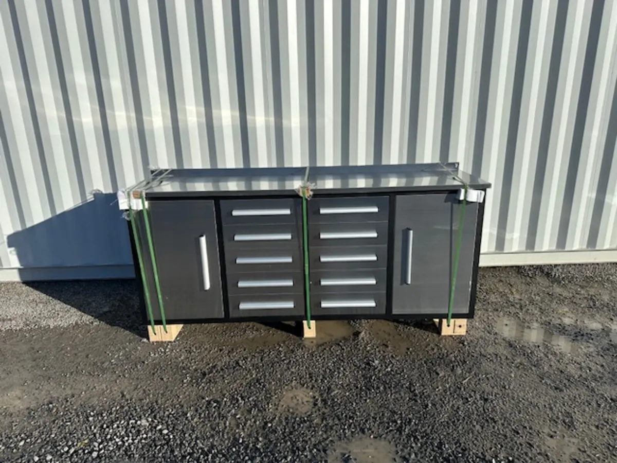 7ft Work Bench with 10 Drawers **Online Auction** - Image 1