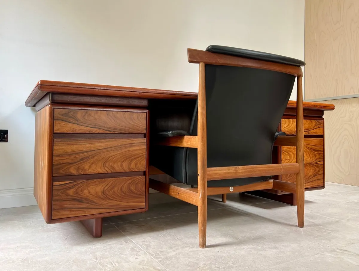Mid century Howard Keith executive desk retro teak - Image 1