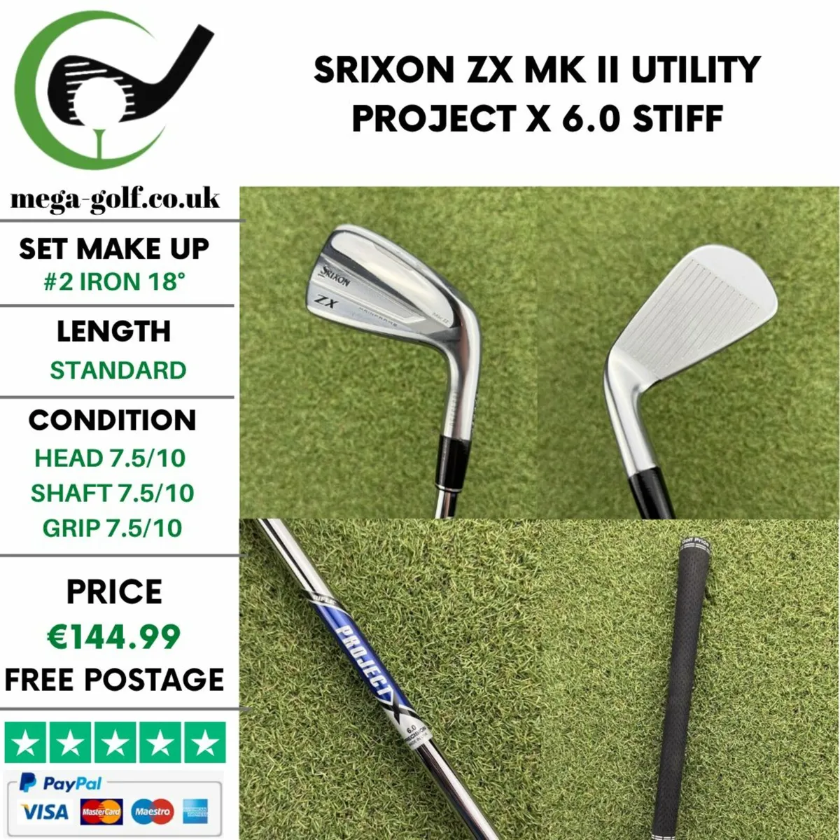 SRIXON ZX MK II UTILITY #2 IRON 18° / STIFF - Image 1