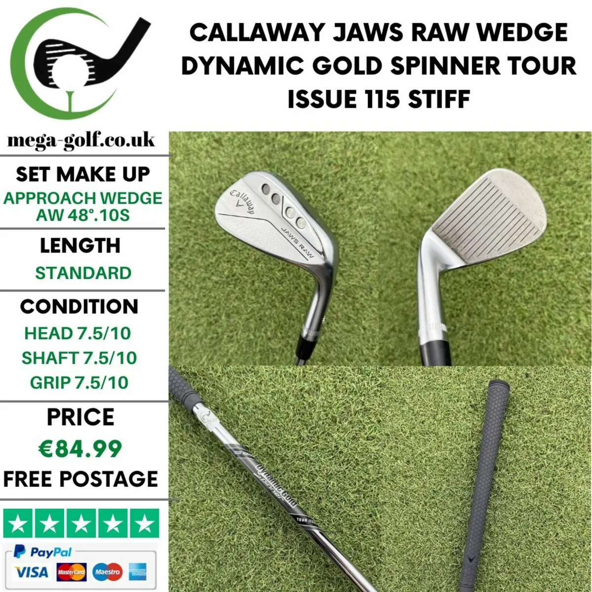 CALLAWAY JAWS RAW WEDGE AW 48°.10S / STIFF - Image 1
