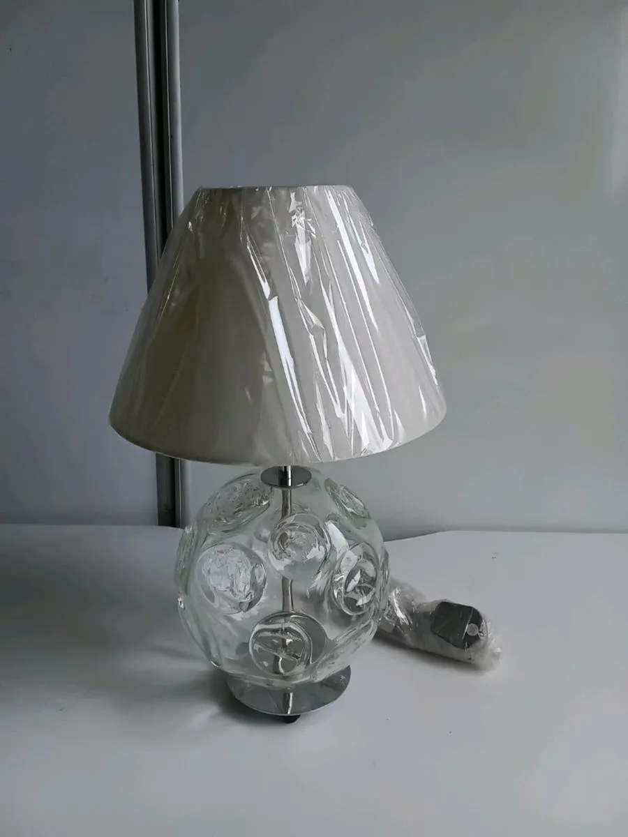 Decorative Table Lamp with Sculpted Glass Base - Image 4
