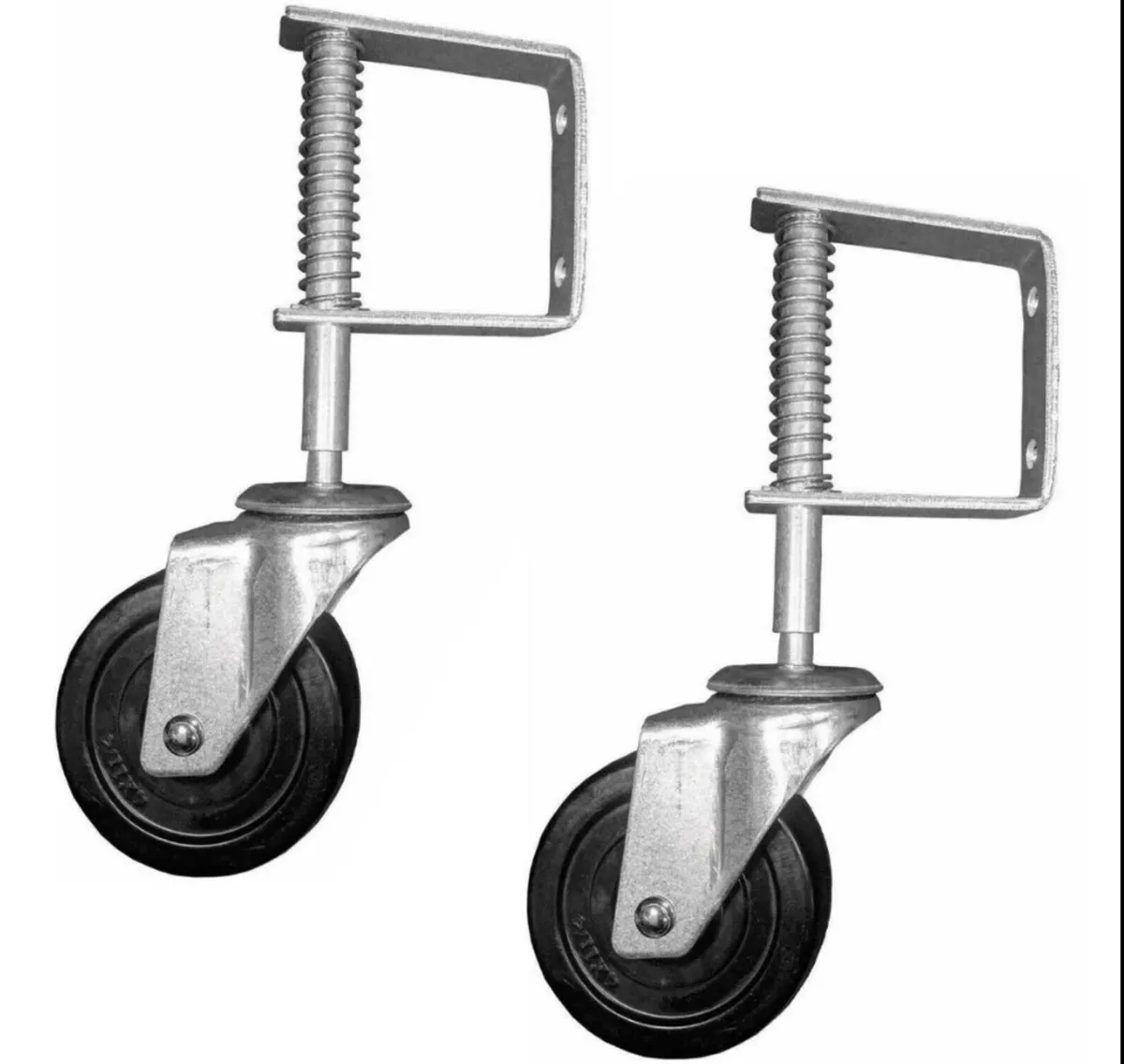 2 x Spring Loaded Gate Wheels 4 inch  NEW - Image 1