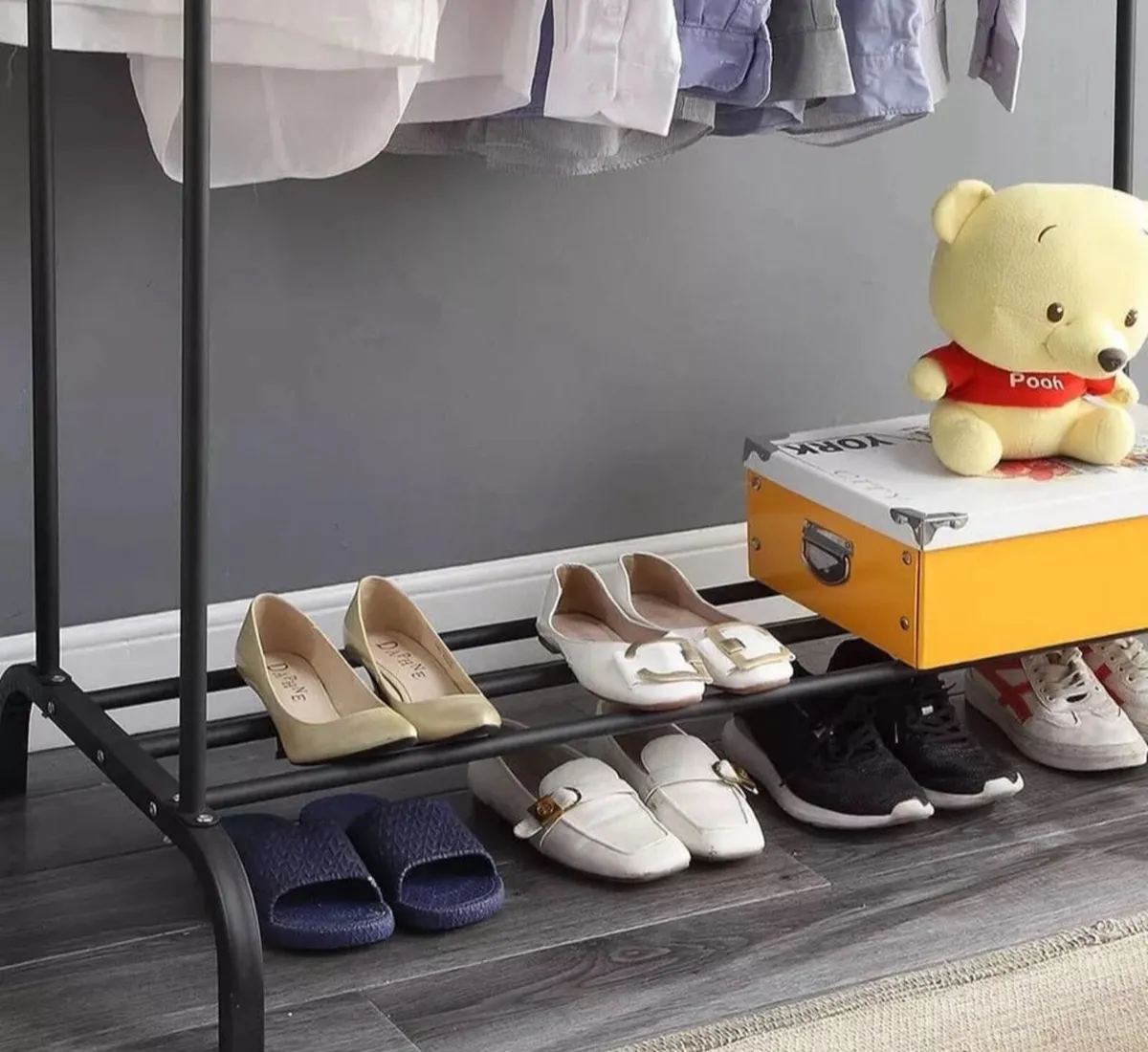 Metal Double Clothes Rail with Shelf - Image 2