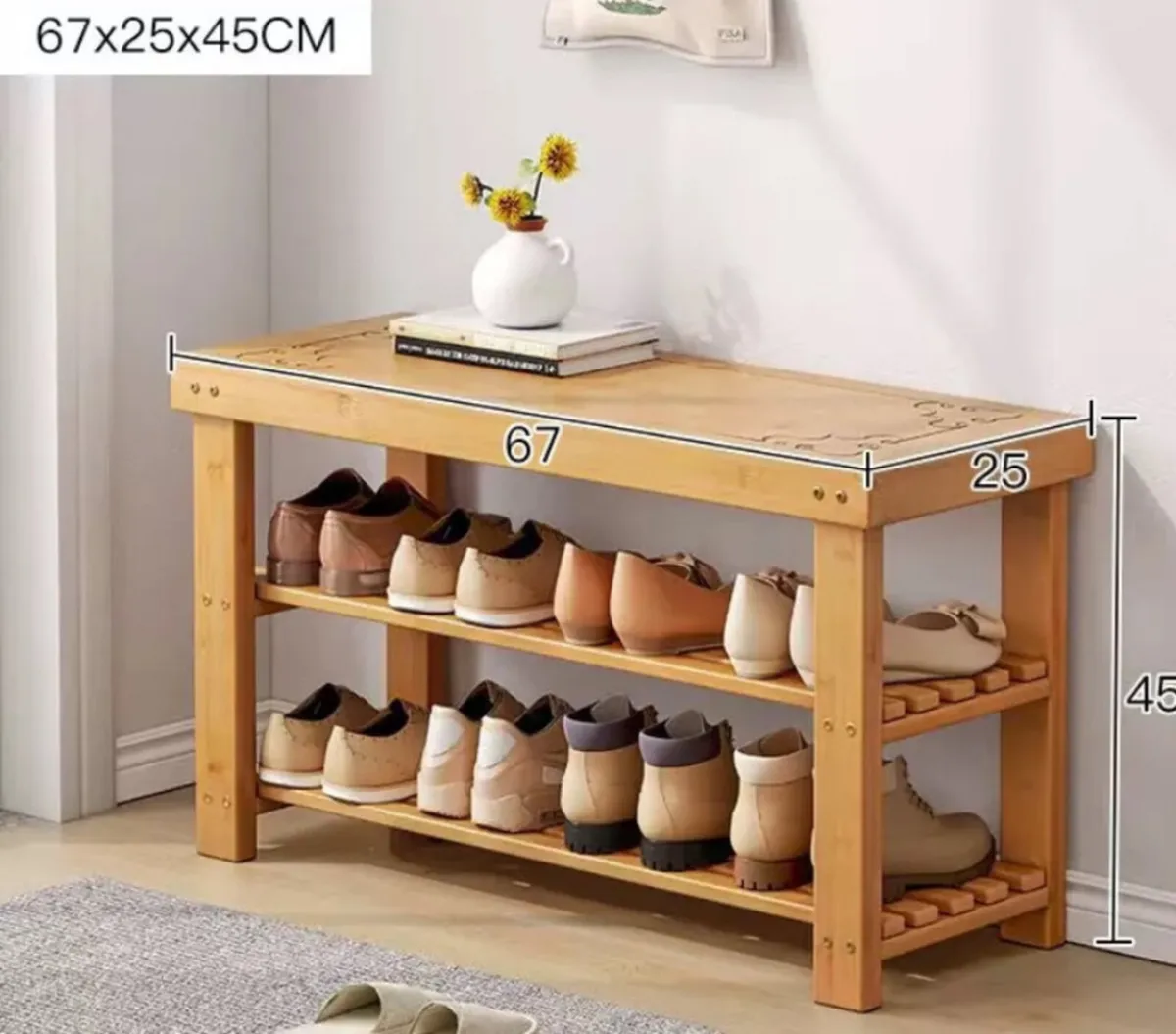 NEW 3 Tier Wooden Shoe Rack - Image 1