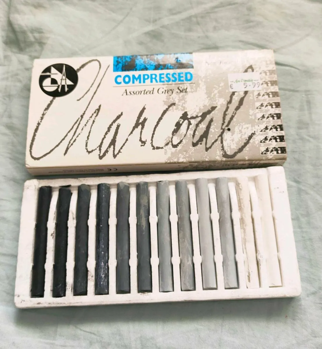 Set of 12 Compressed Charcoal – Assorted Grey Tone - Image 1