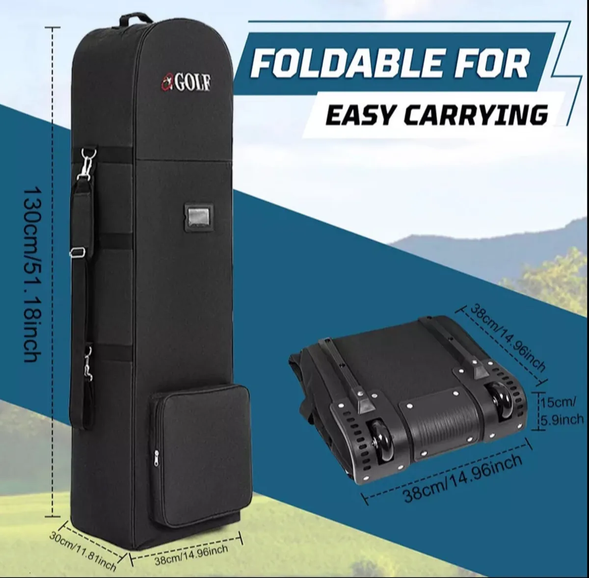 Foldable Golf Travel Bag Case Cover Wth Wheels NEW - Image 1