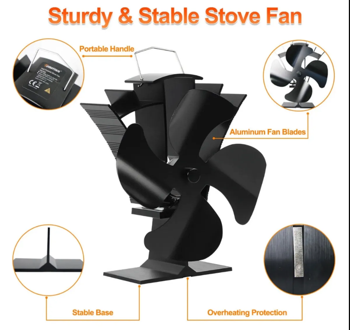 NEW 4 Blade Stove Top Fan - Image 1