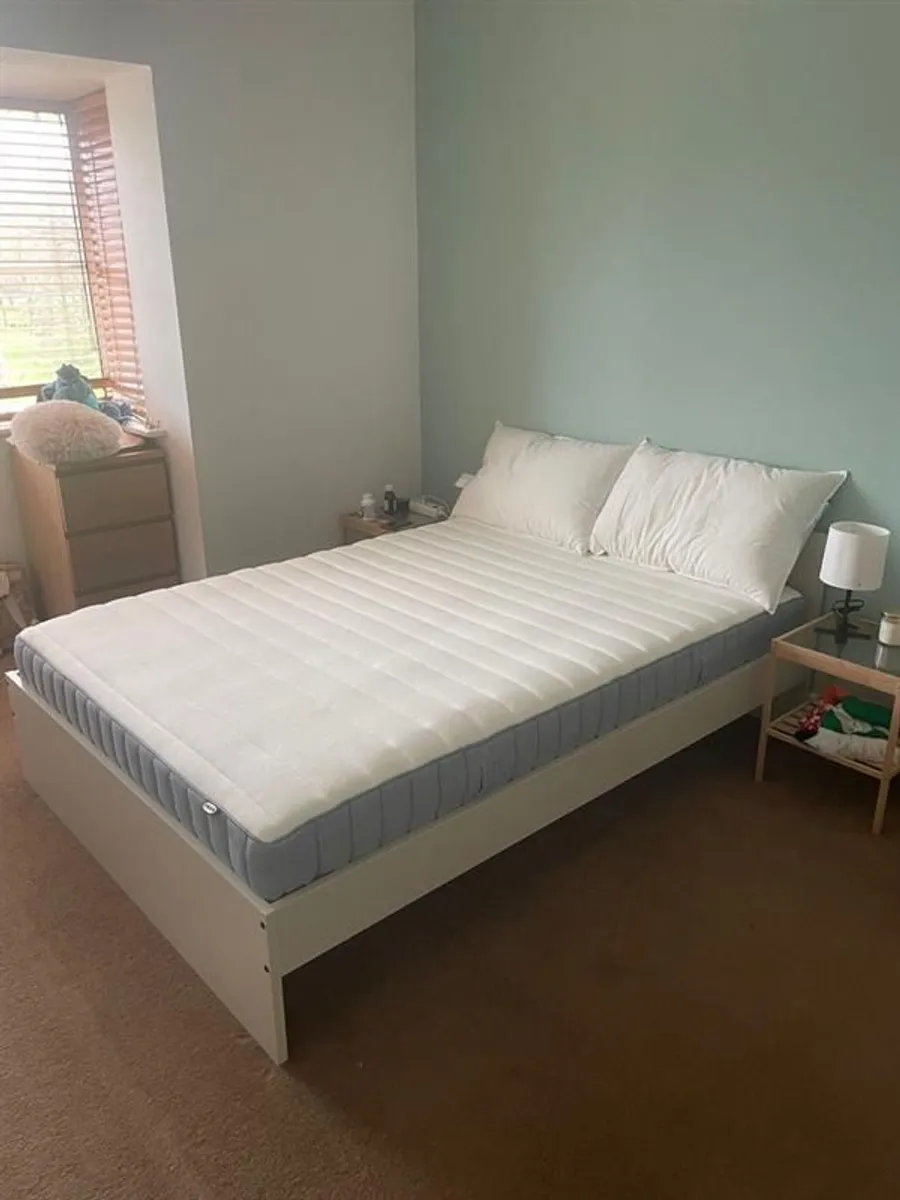 Standard double mattress and bed frame - IKEA - Image 1