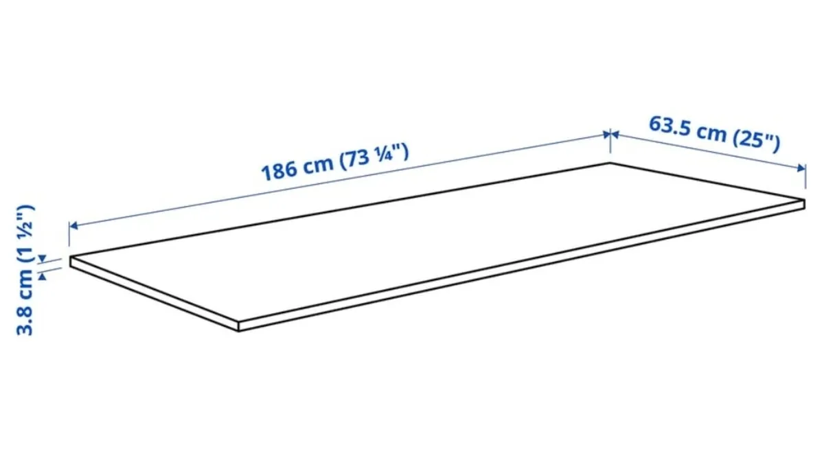 1860x635x39mm White Laminate Worktop - Image 2