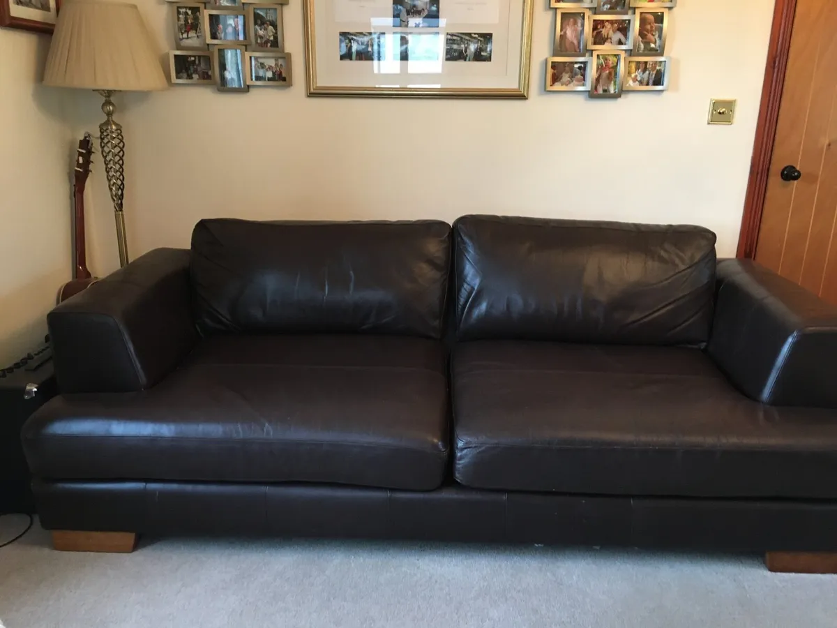 M & S Large Leather Settee