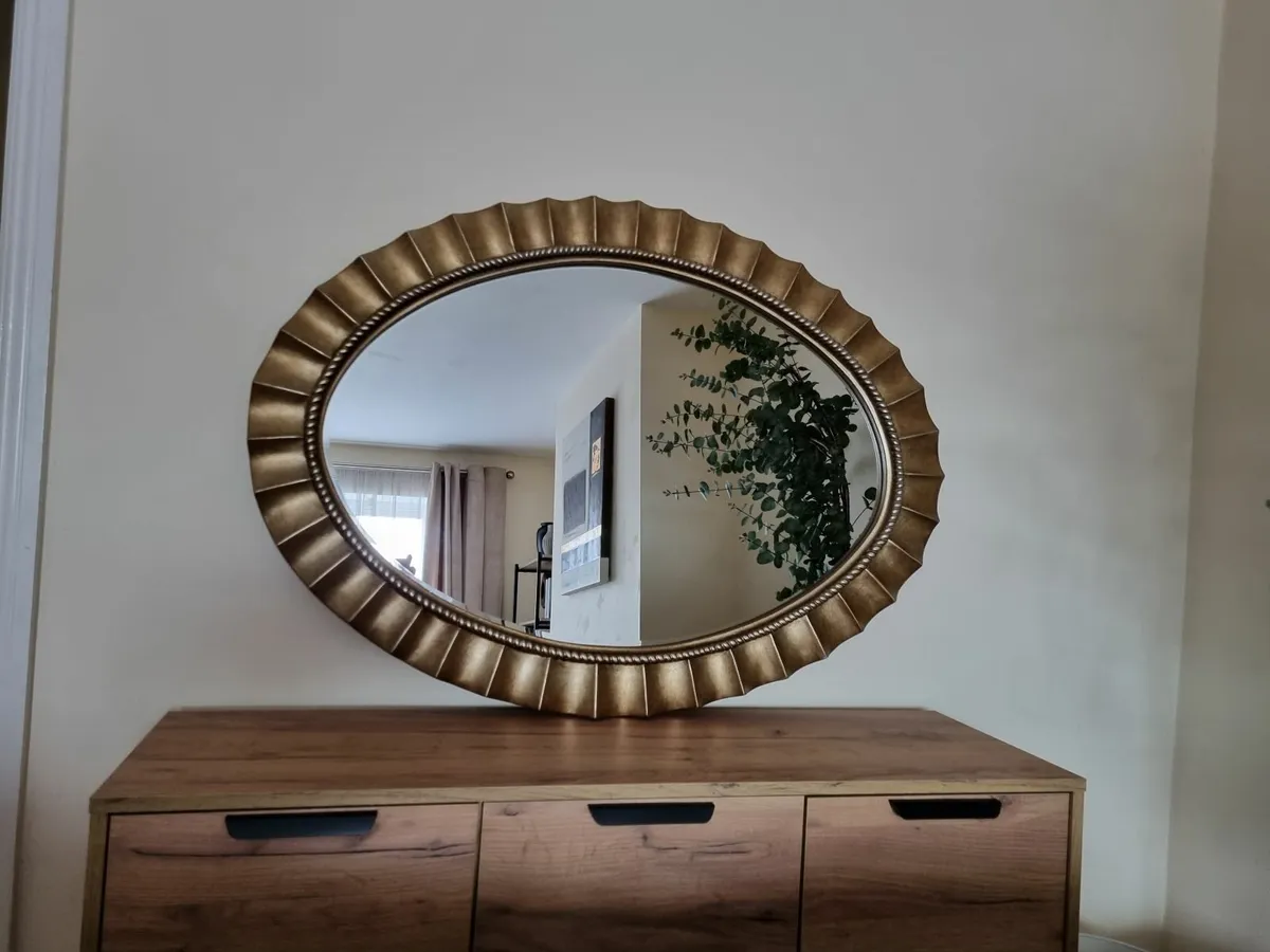 Gold oval large mirror 79 x 108cm - Image 2