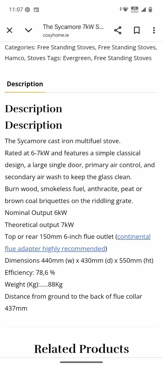 Sycamore 7 kw Stove - Image 2