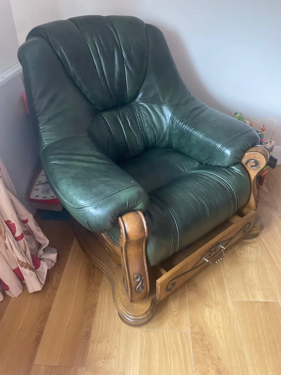 Green leather chair - Image 2