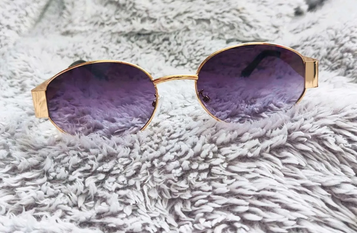 ✨ Oval Gold-Framed Sunglasses with Violet Lenses ✨ - Image 4