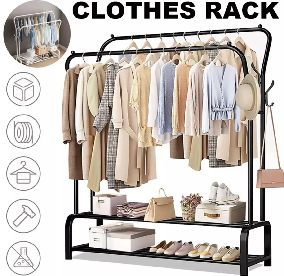 Clothes Rail with Shelves NEW - Image 1