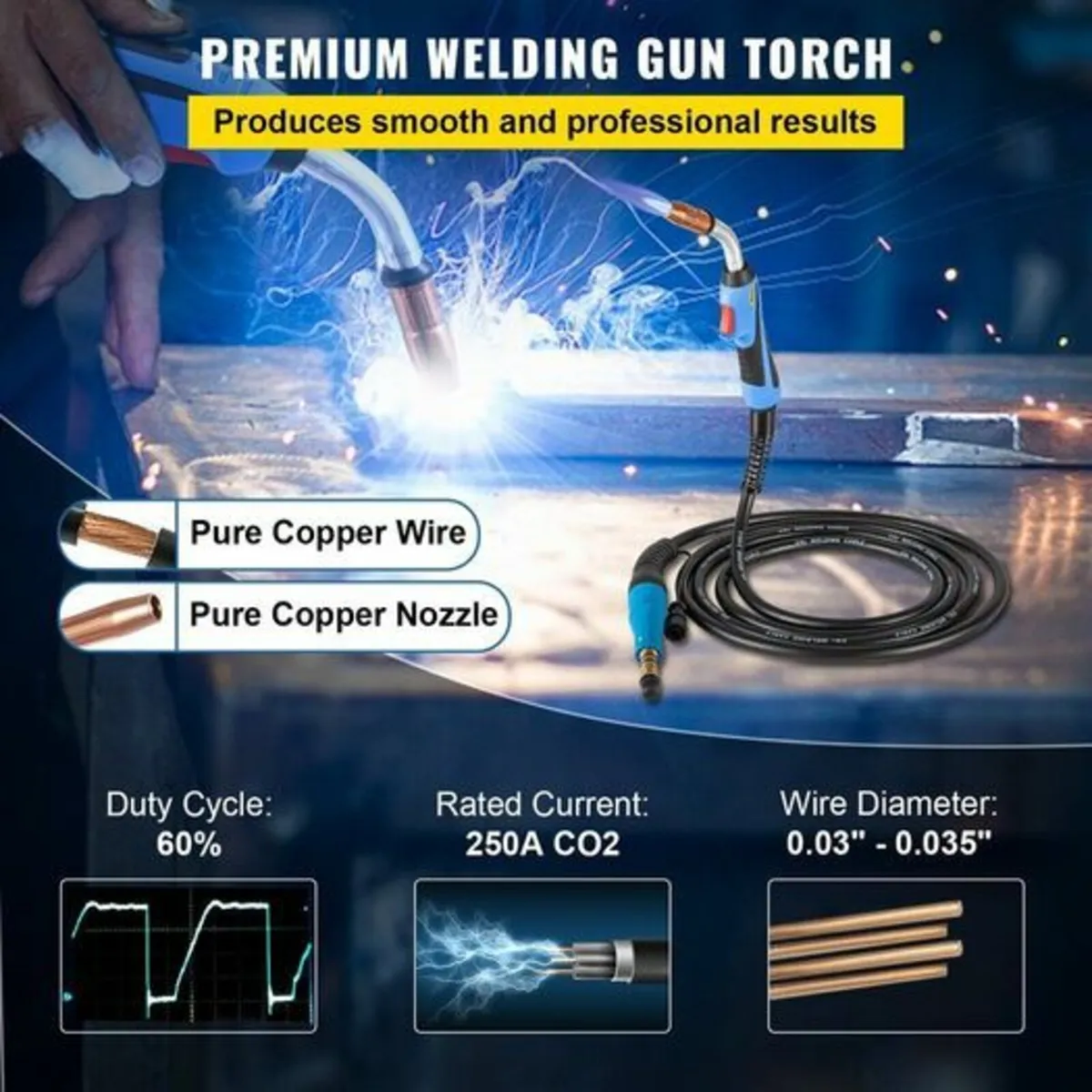 Mig Welding Gun 250Amp 15Ft, fit for Torch Welder - Image 3