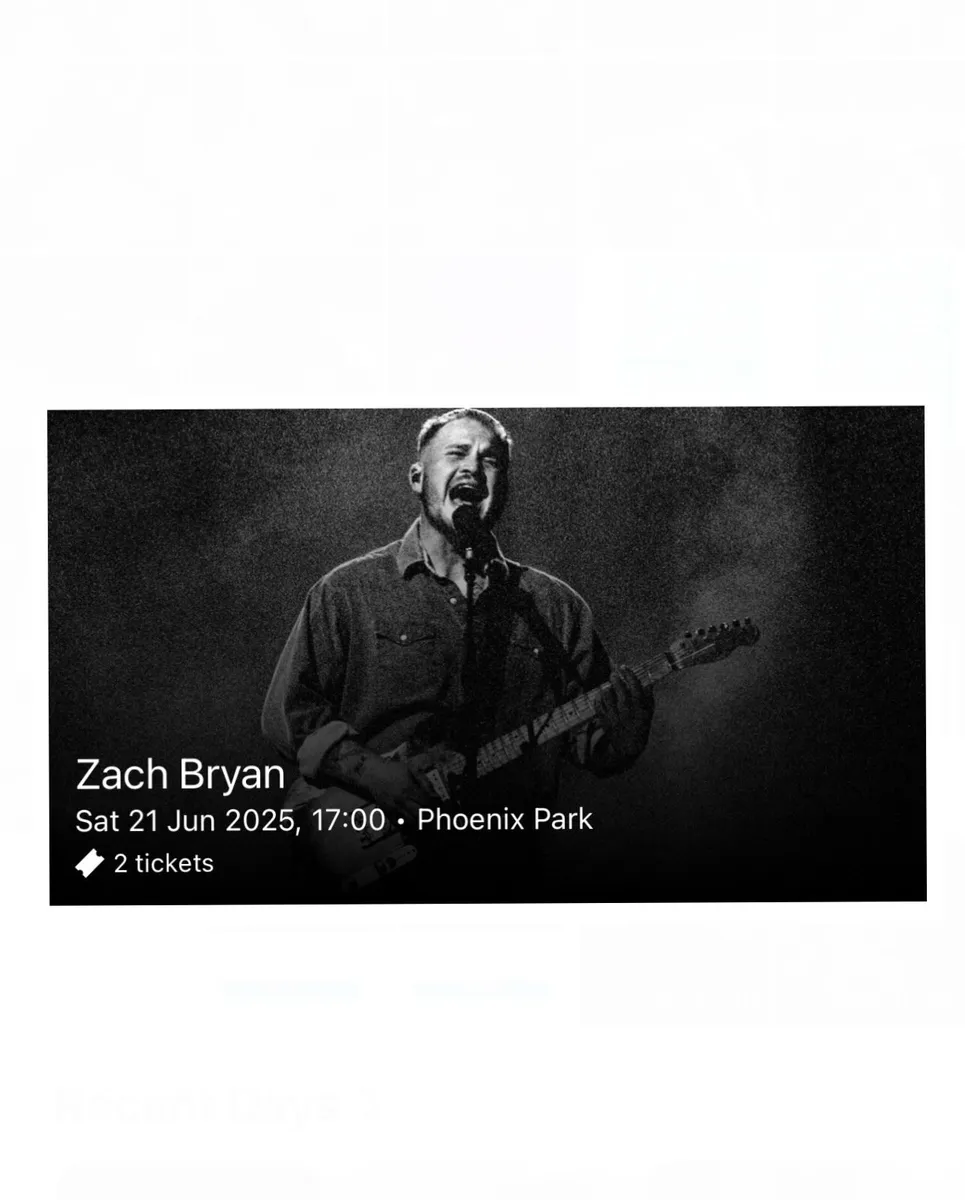 2 Zach Bryan Tickets - Sat 21st June, Phoenix Park - Image 1