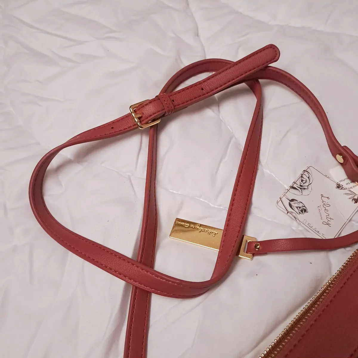 Gionni Pink Floral Crossbody Bag Real Leather Trim - Image 4