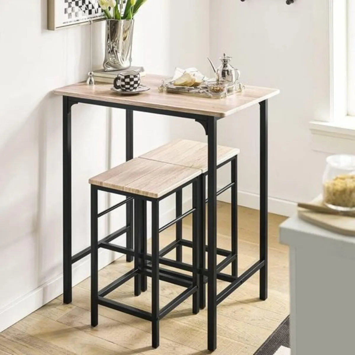 Bar table with 2 stools - Image 1