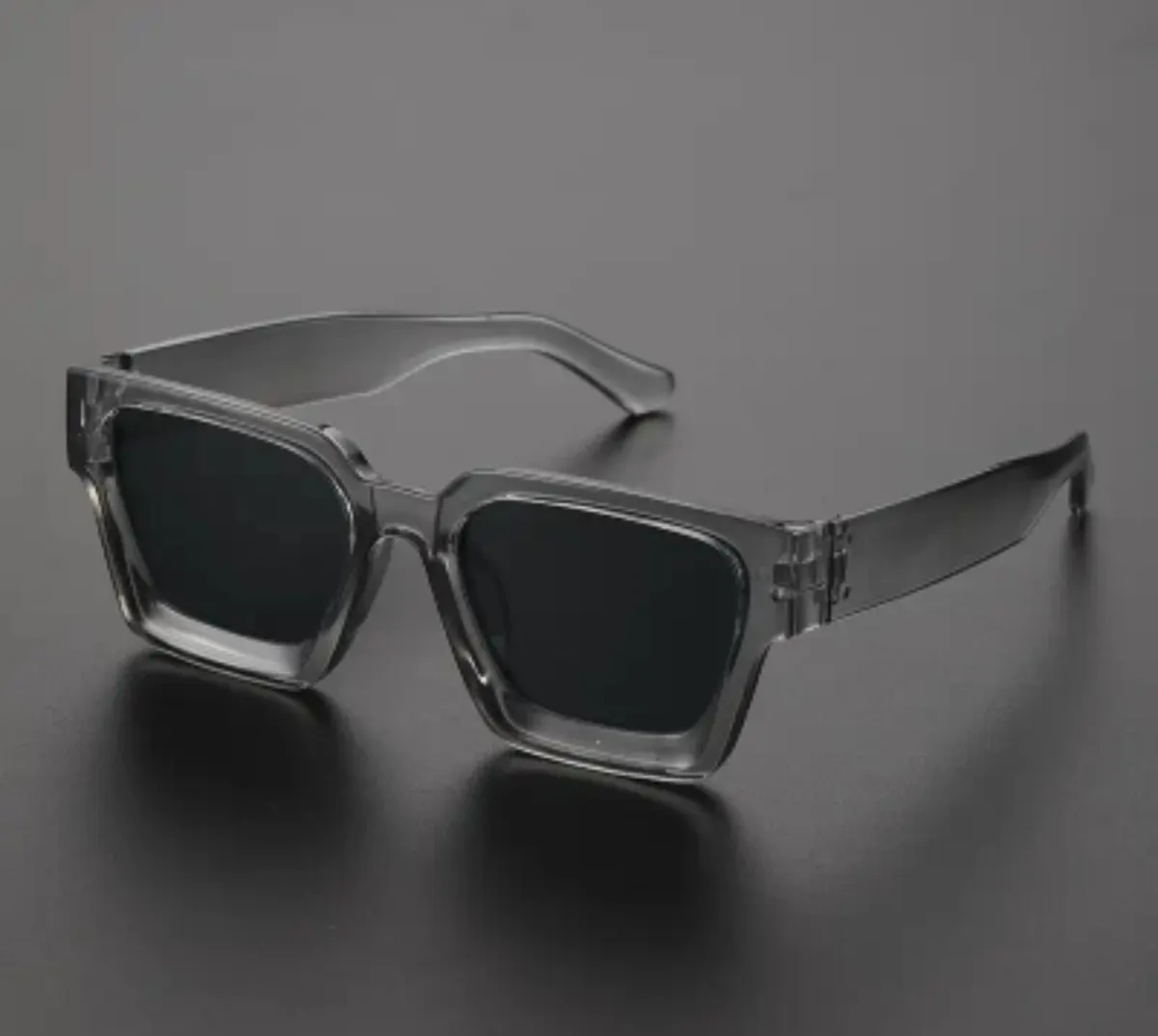 Transparent Grey Frame Sunglasses with Grey Lenses - Image 2