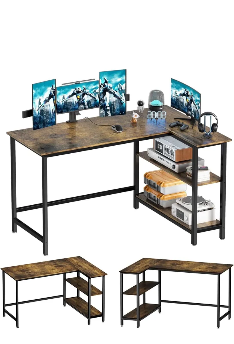 L Shaped Desk, 110x80cm Gaming Computer De - Image 3