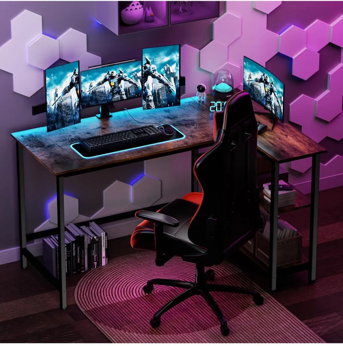 L Shaped Desk, 110x80cm Gaming Computer De - Image 4