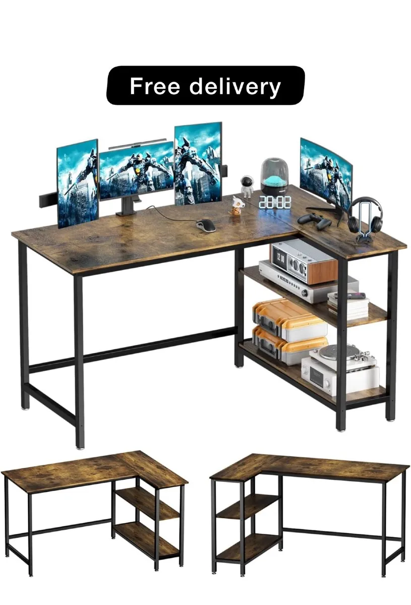 L Shaped Desk, 110x80cm Gaming Computer De - Image 1