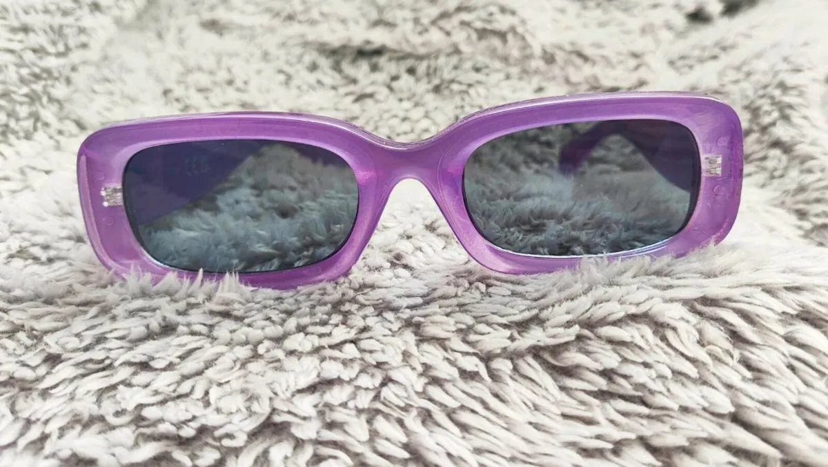 Purple Rectangle Sunglasses with Black Lenses - Image 1
