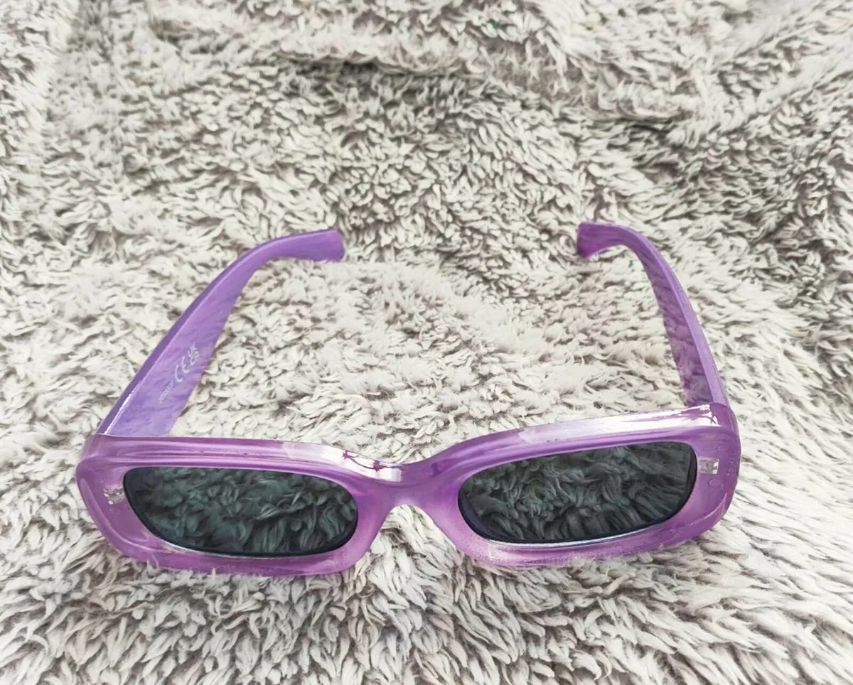 Purple Rectangle Sunglasses with Black Lenses - Image 2
