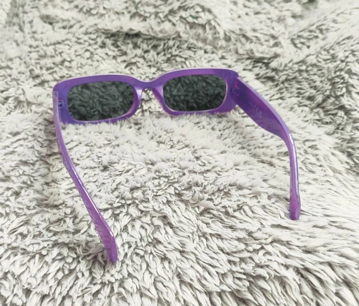 Purple Rectangle Sunglasses with Black Lenses - Image 4