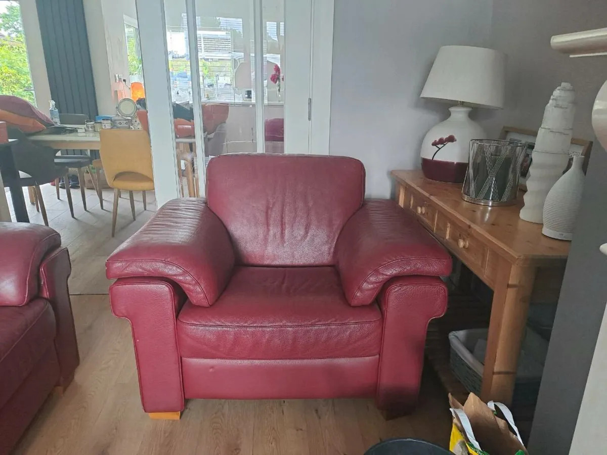 1 seater & 4 Seater Leather Couch - Image 3